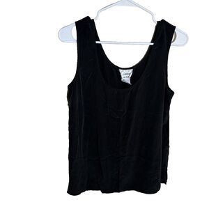 Linea Louis Dell'Olio Tank Top Women's Large Black Silk Sleeveless Shirt Casual
